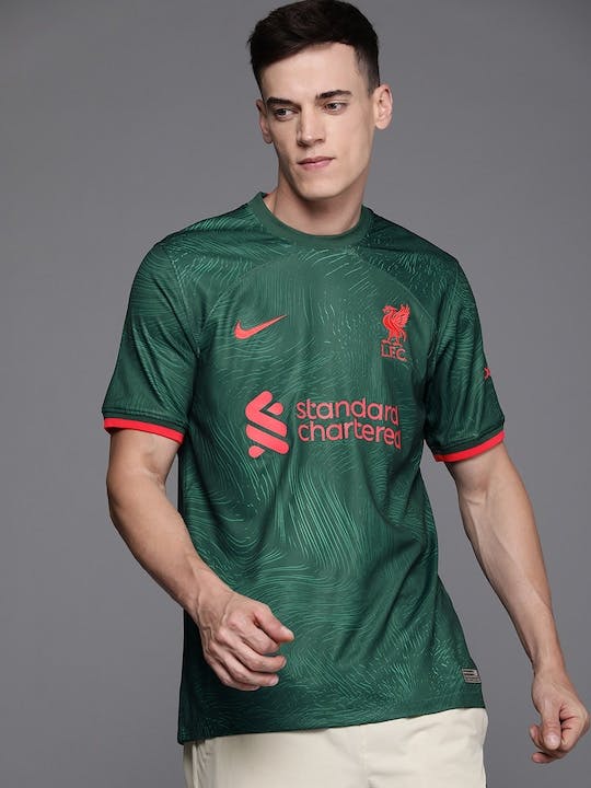 Men Green LiverpoolFC Printed Dri-FIT Football Jersey T-shirt